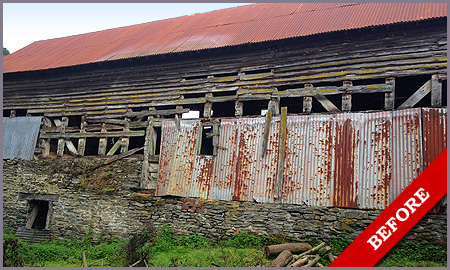 Repairs to an old barn - BEFORE.